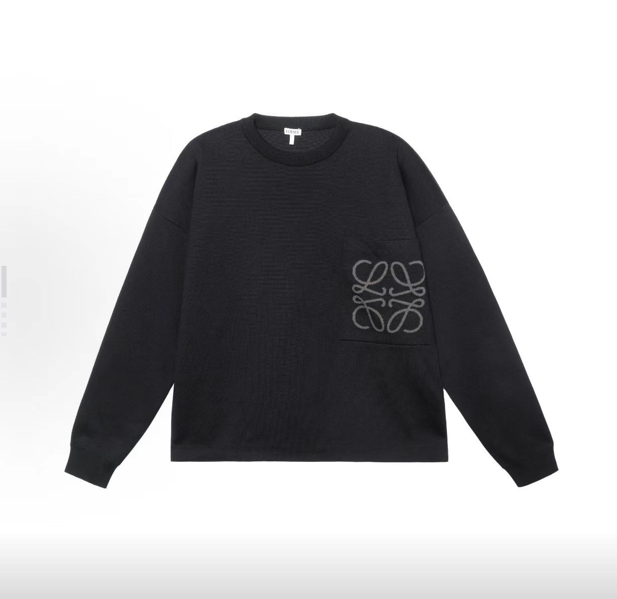 未使用 LOEWE/罗意威  图案嵌花圆领休闲口袋长袖毛衣 