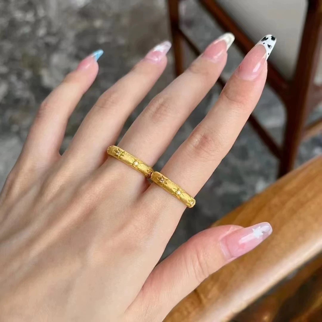 18K金 真金镶嵌戒指 【钢印：AU750+鉴定证书】Z589