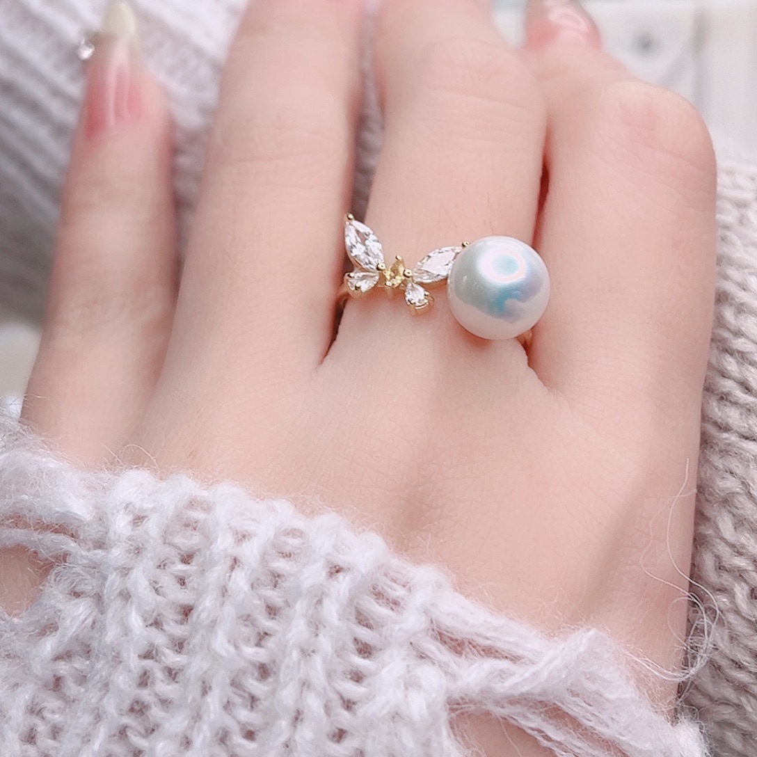 银S925镶嵌淡水珍珠戒指