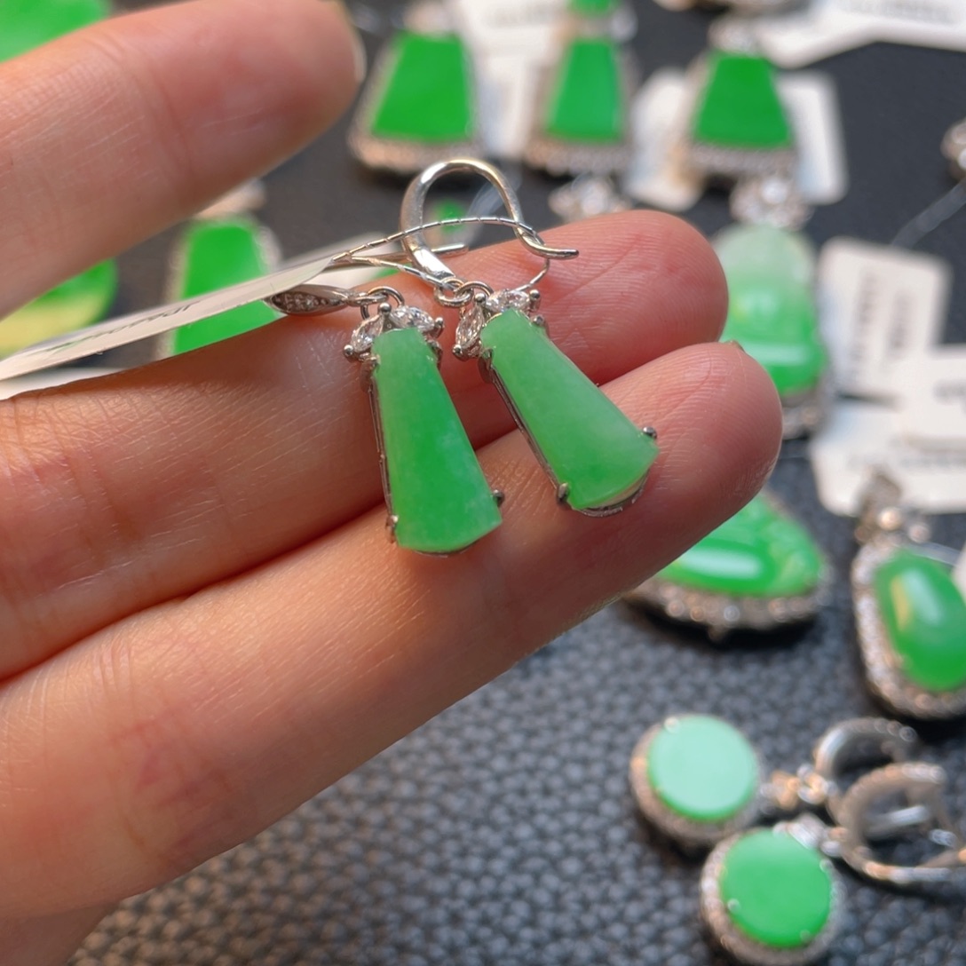 翡翠银S925镶嵌吊坠(不含链)耳坠