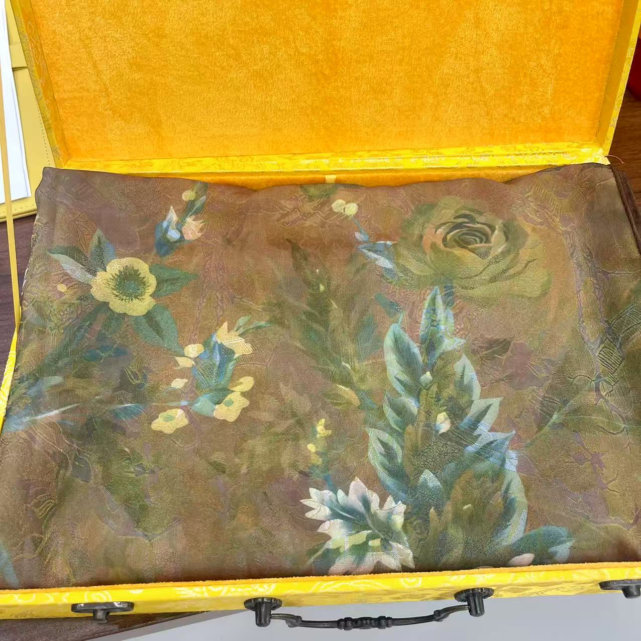 【秋幕繁芳】苏杭高奢时尚百搭高级气质围巾140*140尺寸