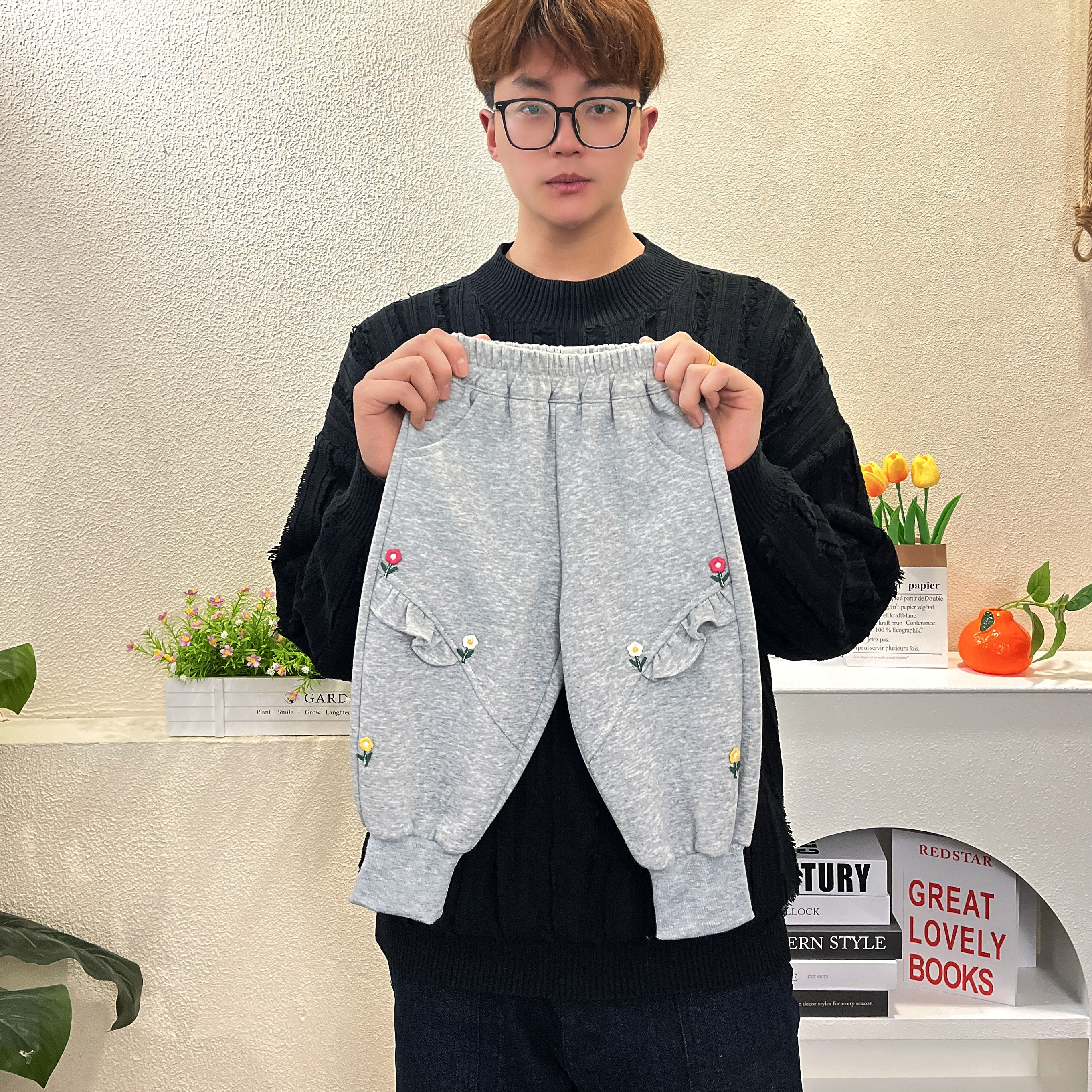 【A类卫裤】2025秋季新款女中小童洋气鱼尾小花裤子百搭休闲卫裤