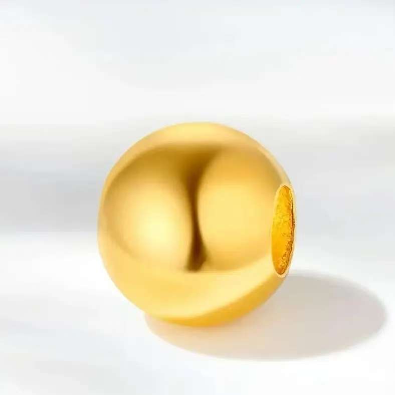 精美足金4mm小金珠纯diy抖音质检（拍10颗赠链）2