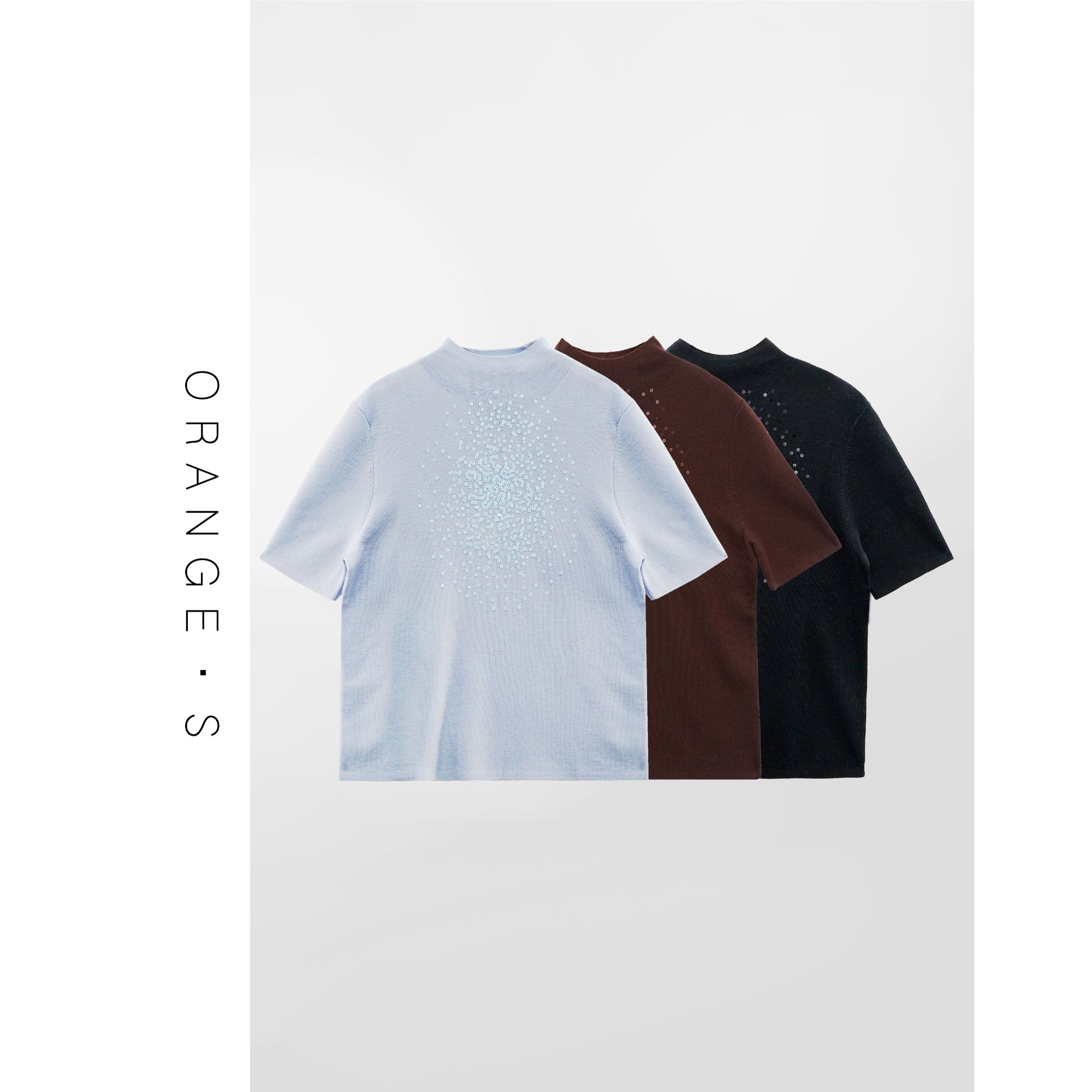 【夜幕星光】银河星点亮片点缀气质半高领凸显颈部精纺羊毛针织衫