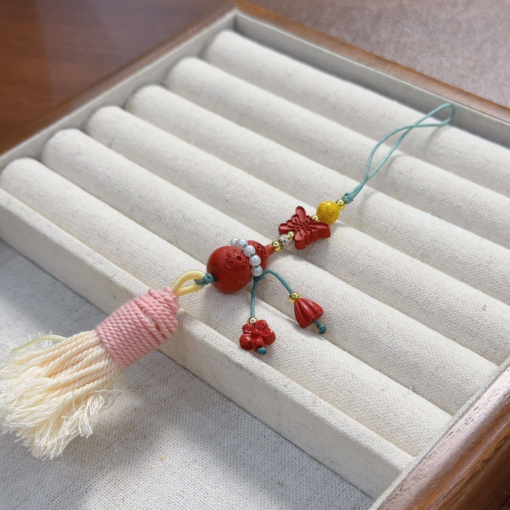 含辰砂工艺品【福禄宜之】高含量红砂朱砂葫芦挂件