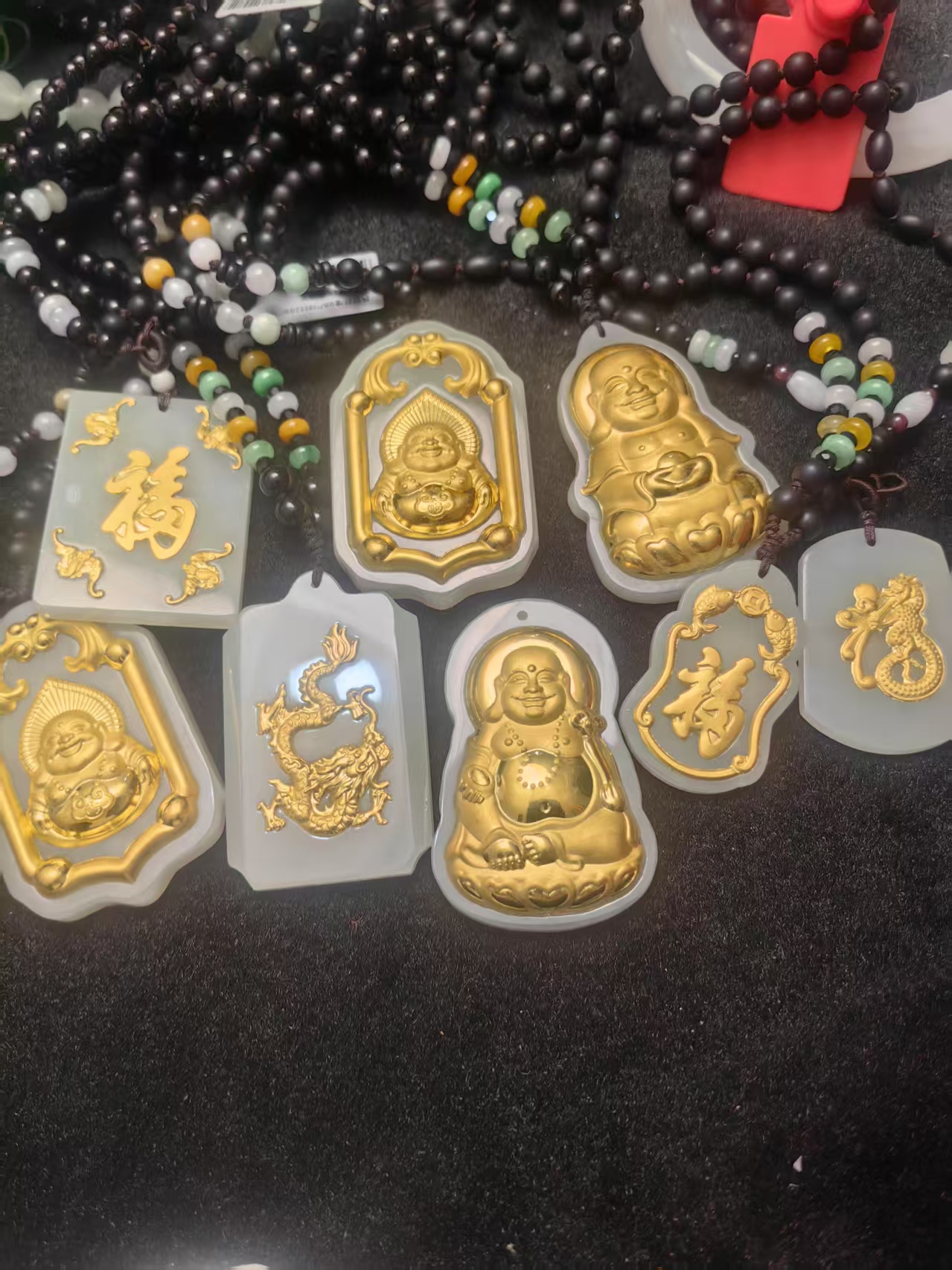 主播推荐和田玉足金金镶玉挂件多样性