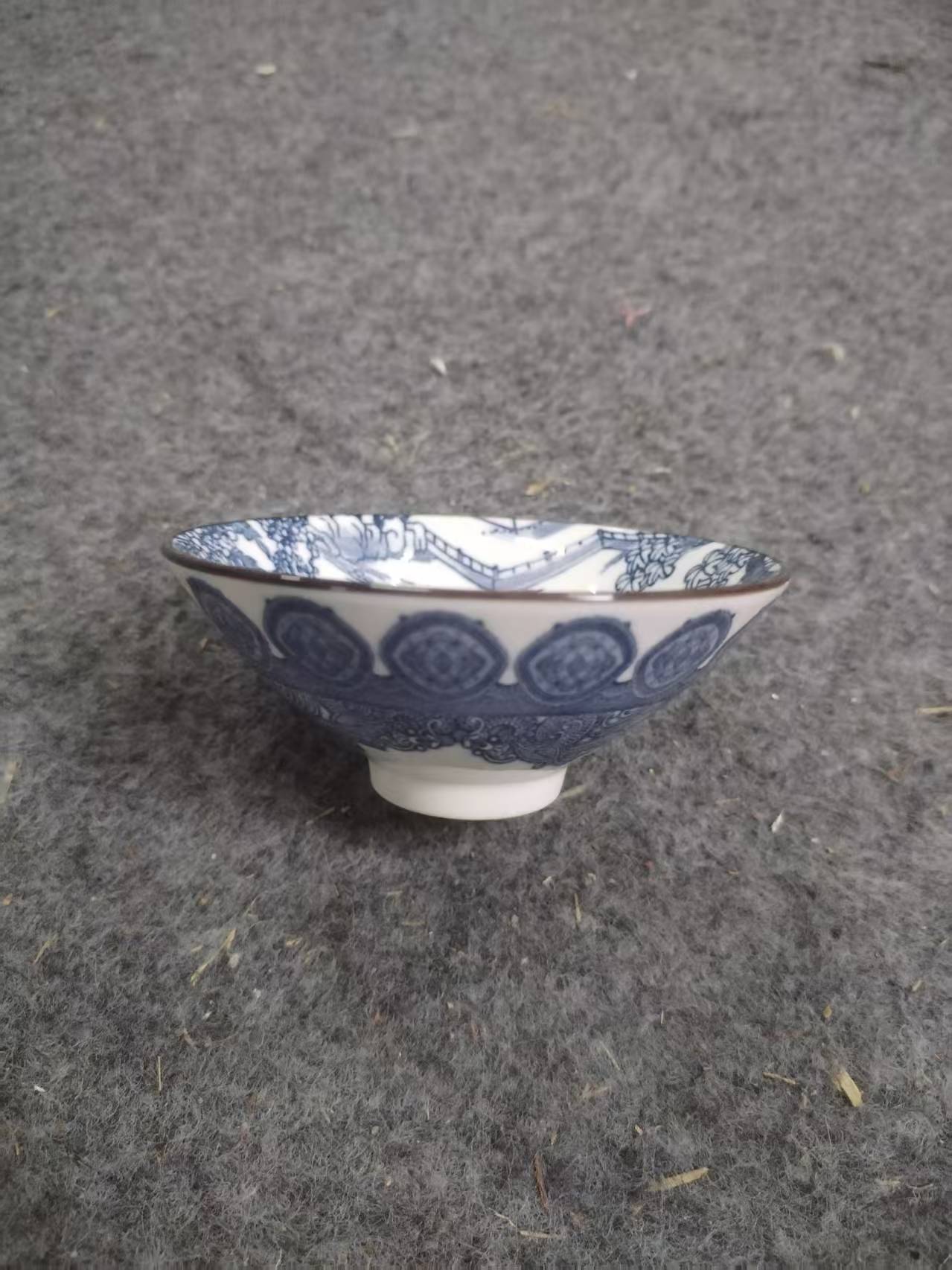 W207青花斗笠陶瓷杯家用功夫茶杯主人杯品茗杯