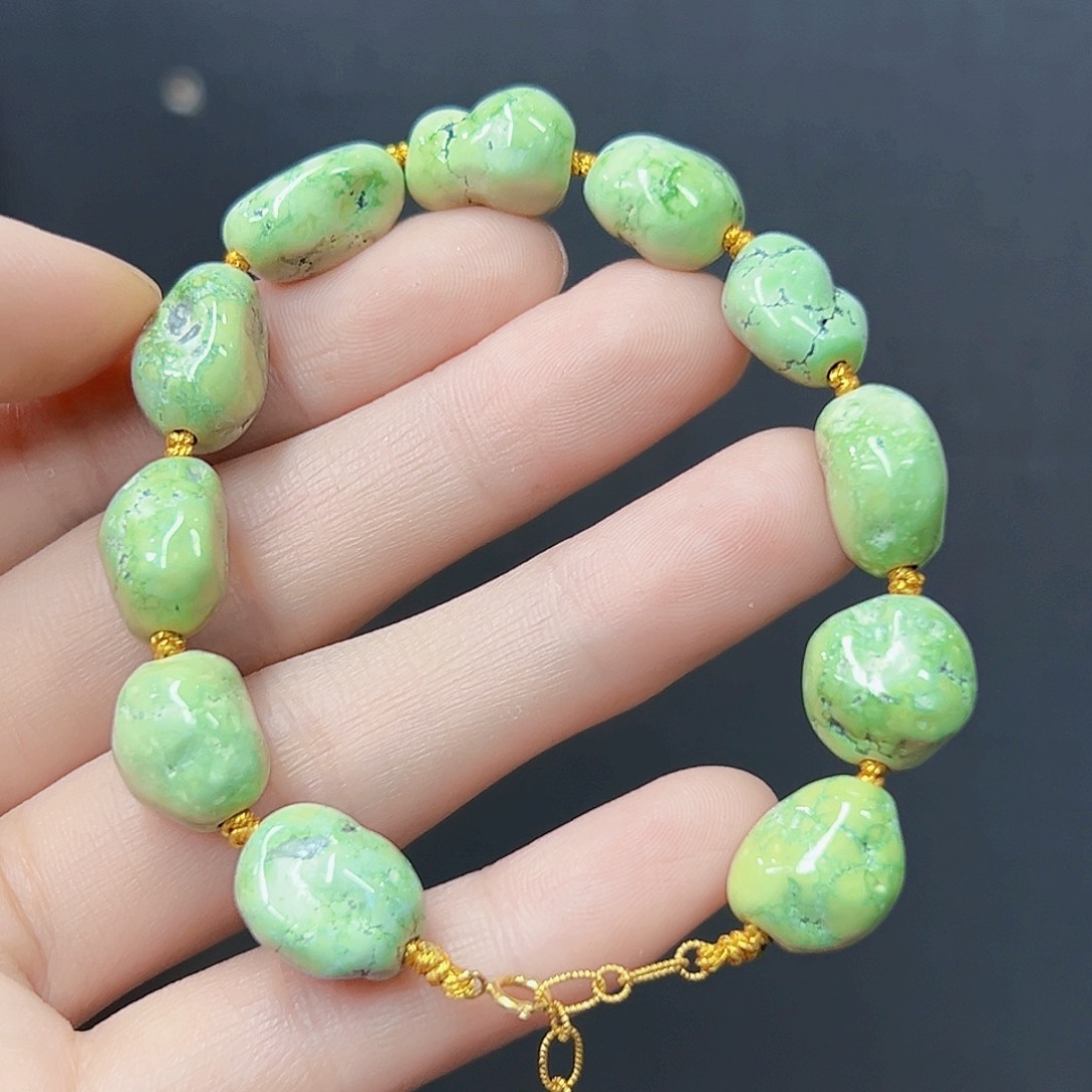 绿松石珠宝奇石18K金镶嵌