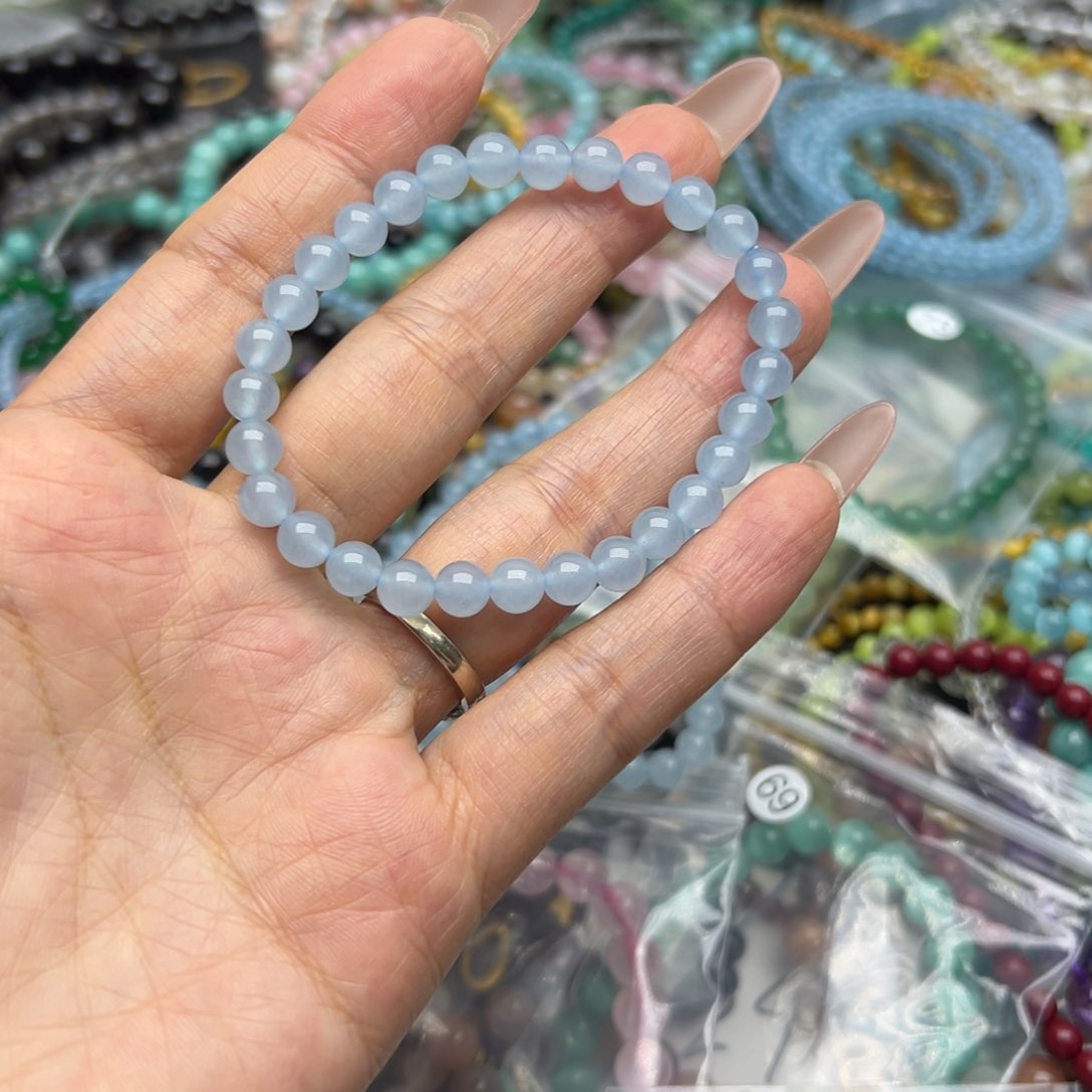 水晶手链未镶嵌海蓝宝卡6浅色
