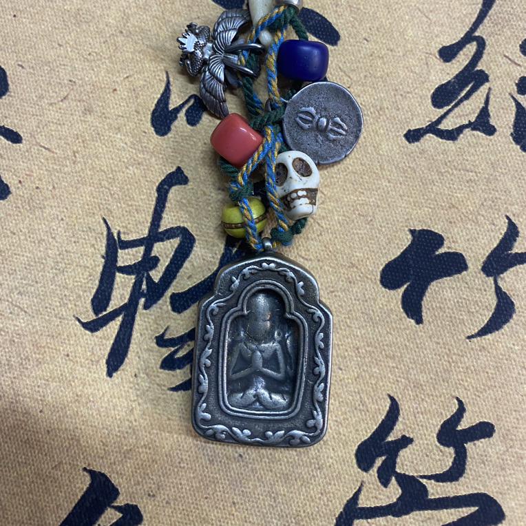 文玩侧挂卡子编绳藏传守护神配饰