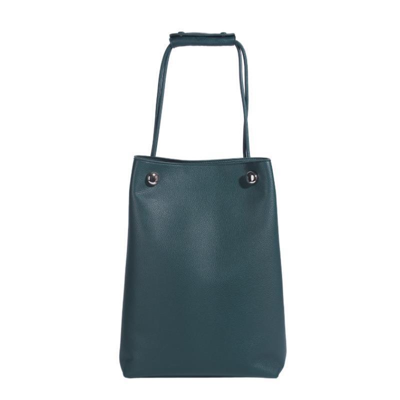 简约高级感复古水桶包单肩手提腋下包BK-6053-深遂绿