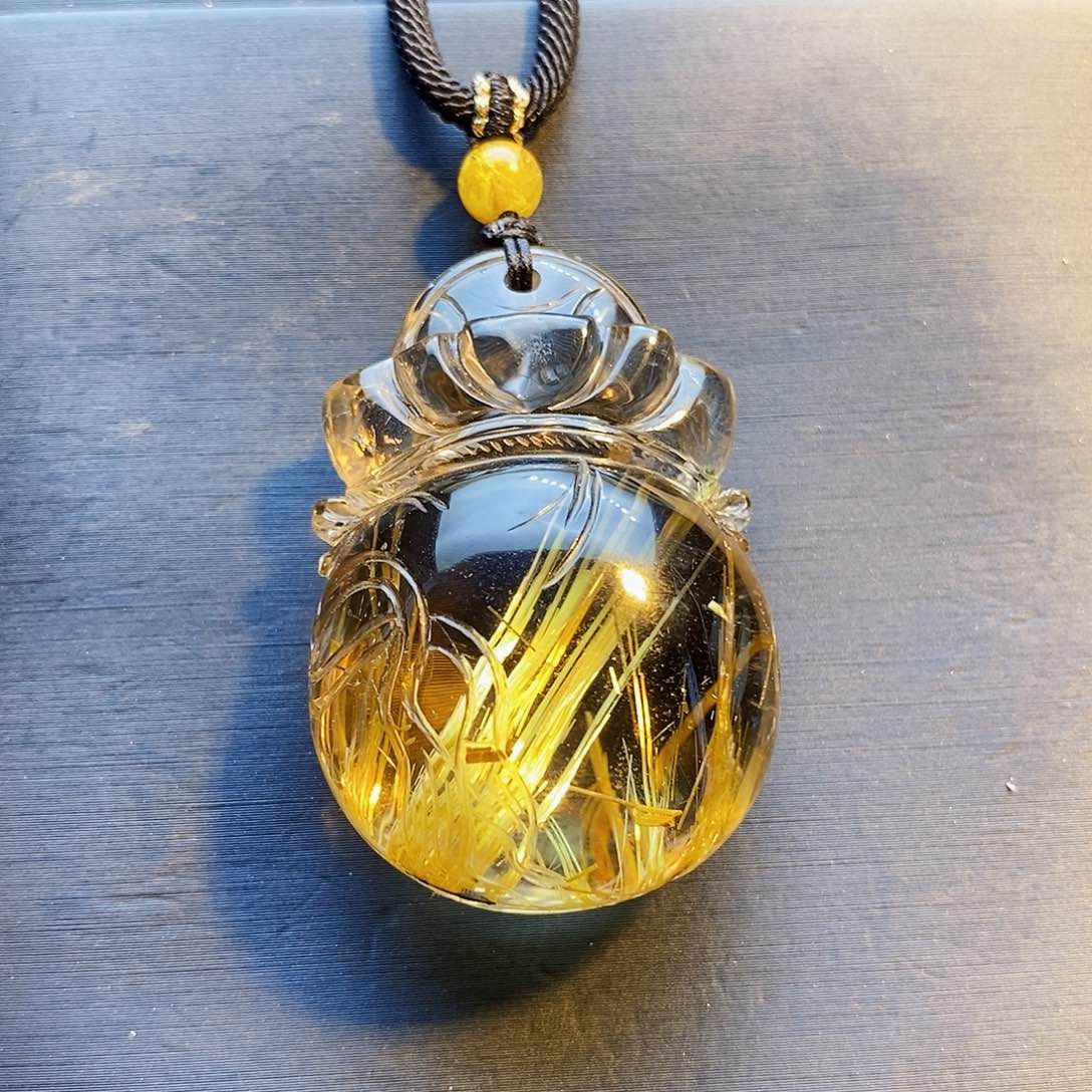 发晶颈饰未镶嵌天然钛晶福袋吊坠