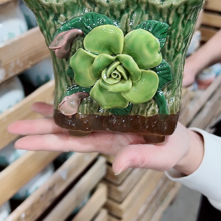 有孔，凑单福利满10元发货陶瓷多肉花盆！