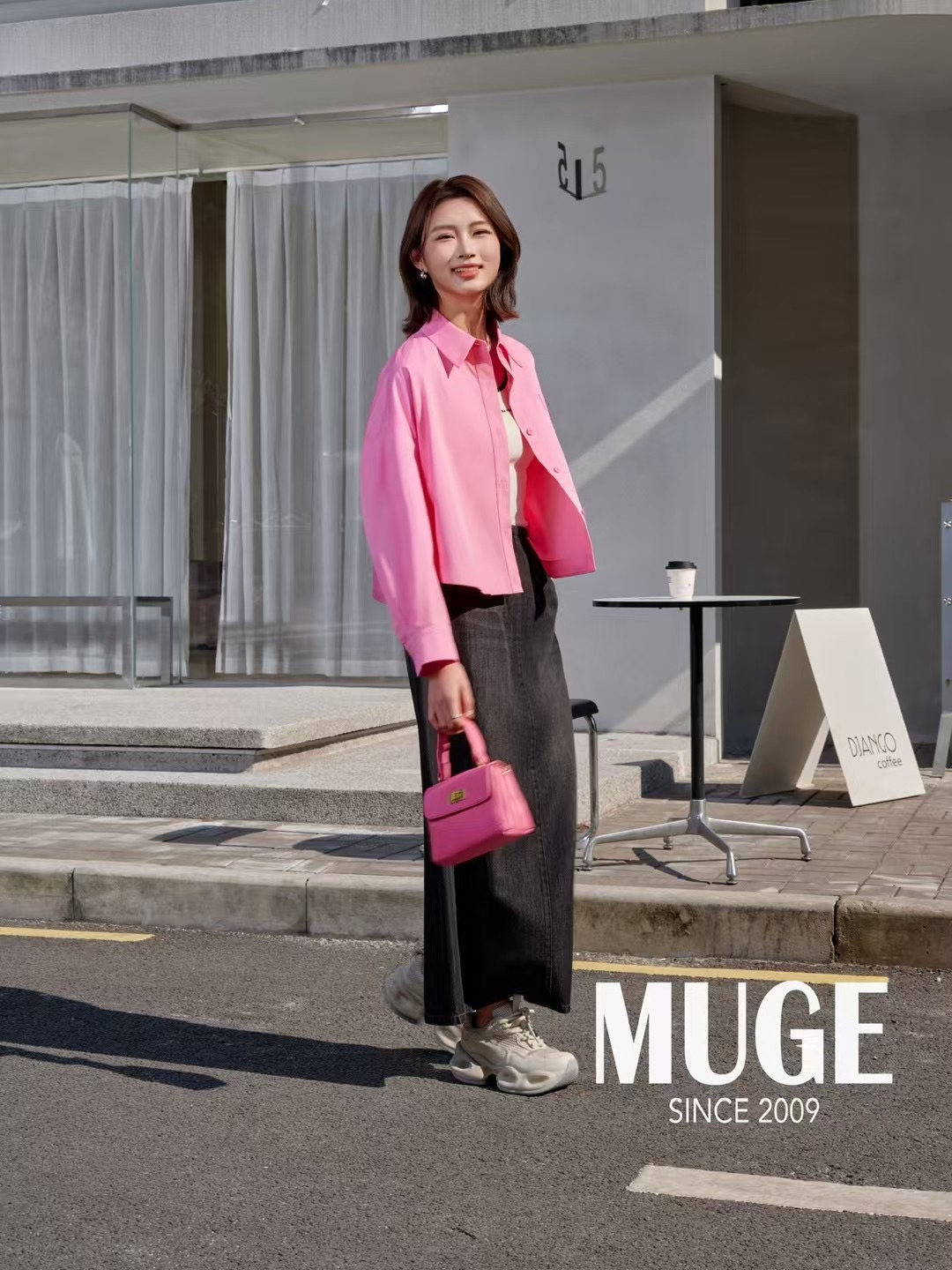 慕歌MUGE/轻职风POLO领秋季纯色长袖衬衫 522050