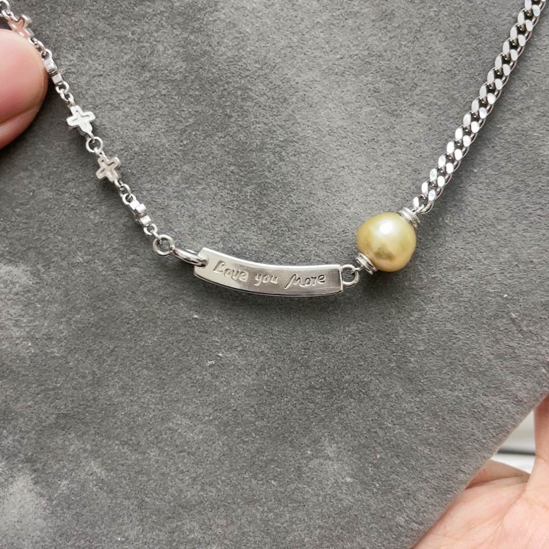 海水珍珠颈饰银S925镶嵌红*