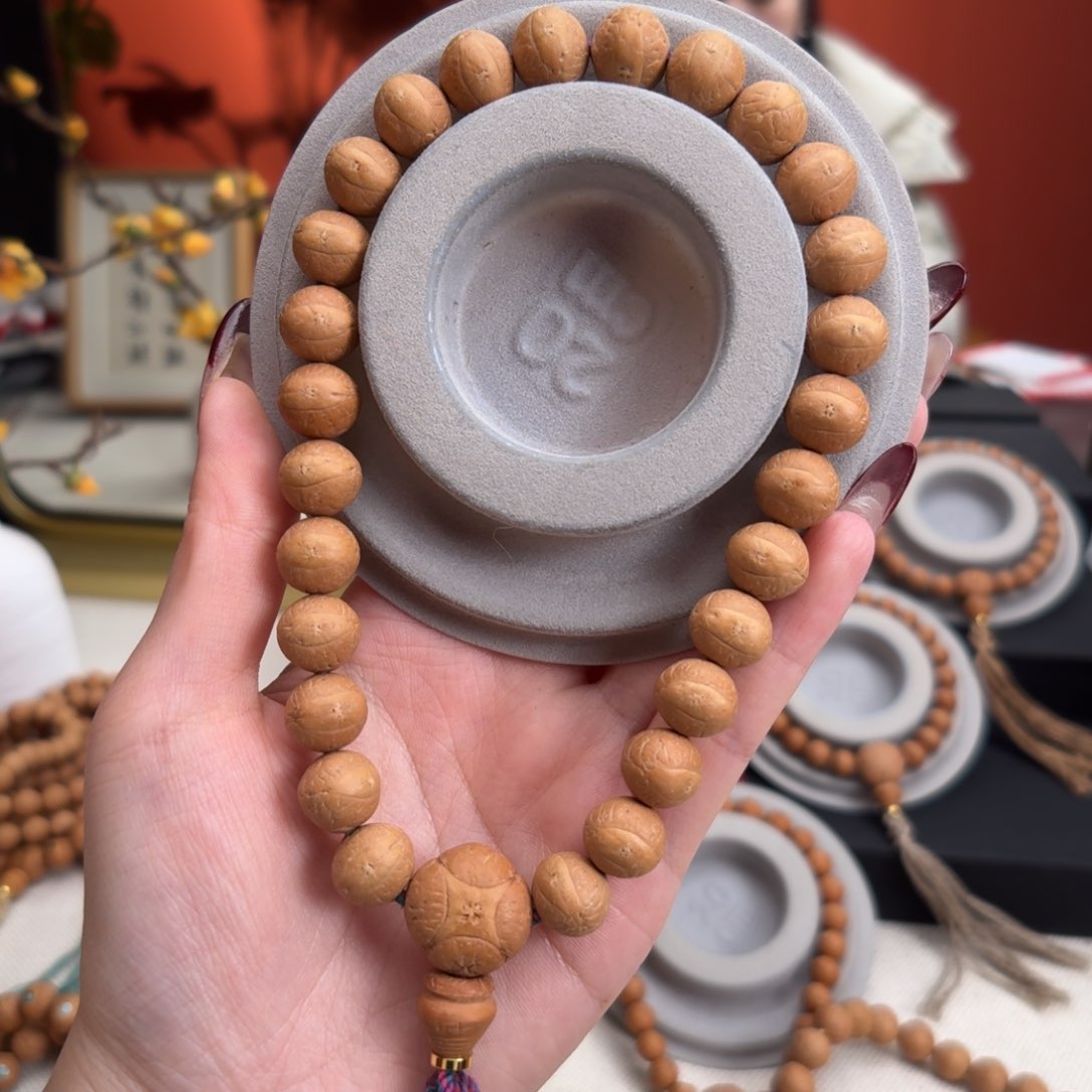 凤眼菩提手串画*12mm铁籽手持27颗素串货头