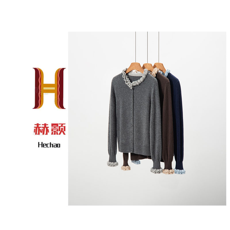 公主款 山羊绒衫小香风木耳边开衫