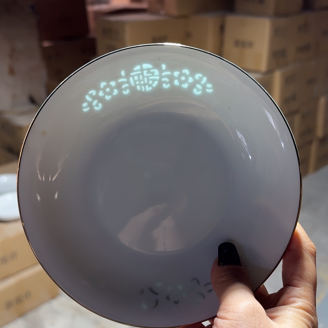 景德镇金边两个骨碟微瑕