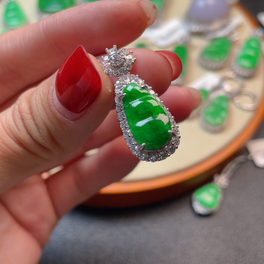 翡翠吊坠(不含链)银S925镶嵌