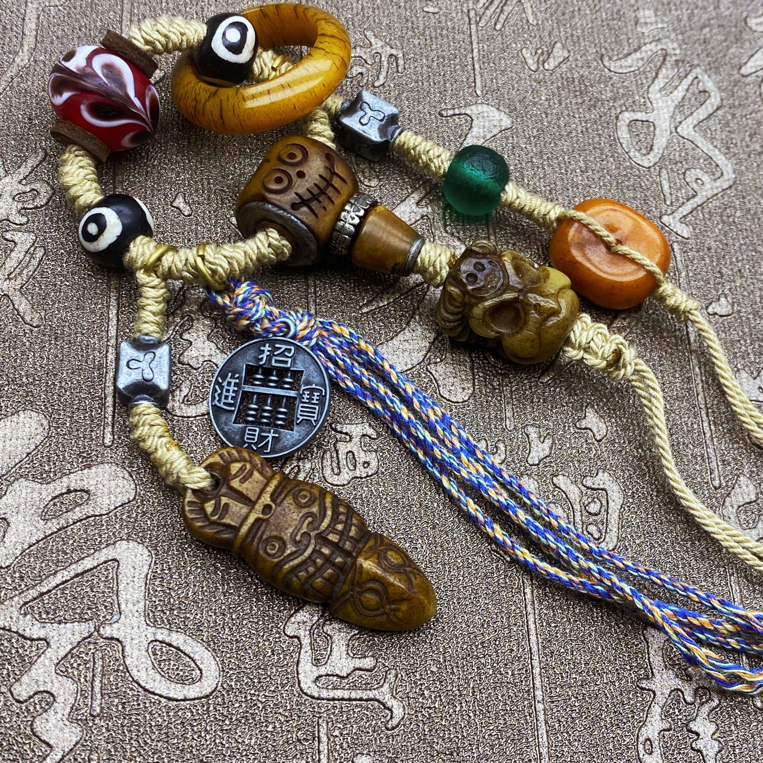 藏式文玩配件三通套装暗黑系适合6-13mm珠串