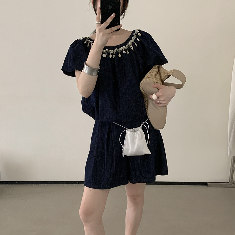 韩货-【金陵】初夏简约气质慵懒休闲通勤小众设计感显瘦套装/4129