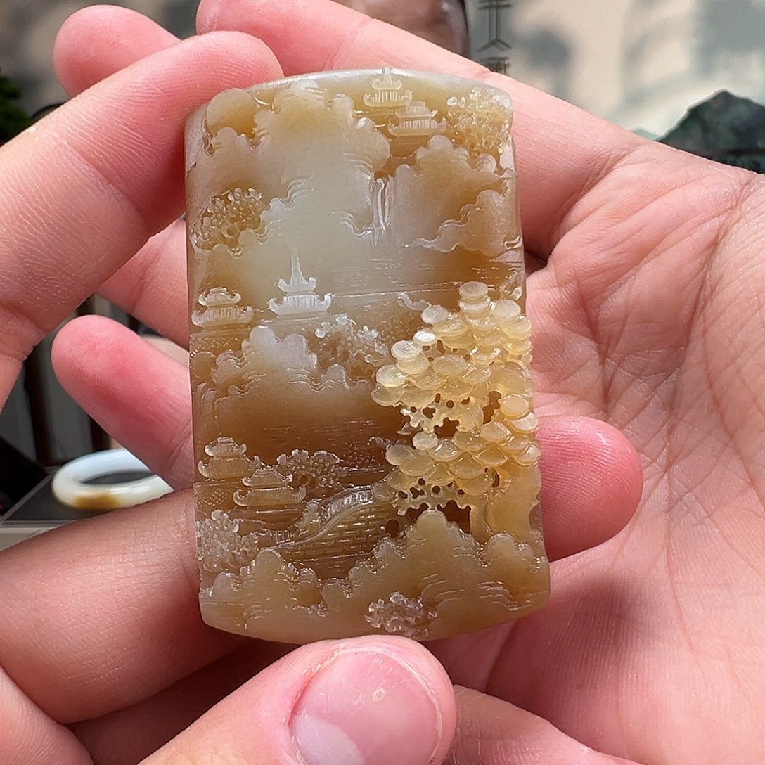 和田玉未镶嵌手链山水