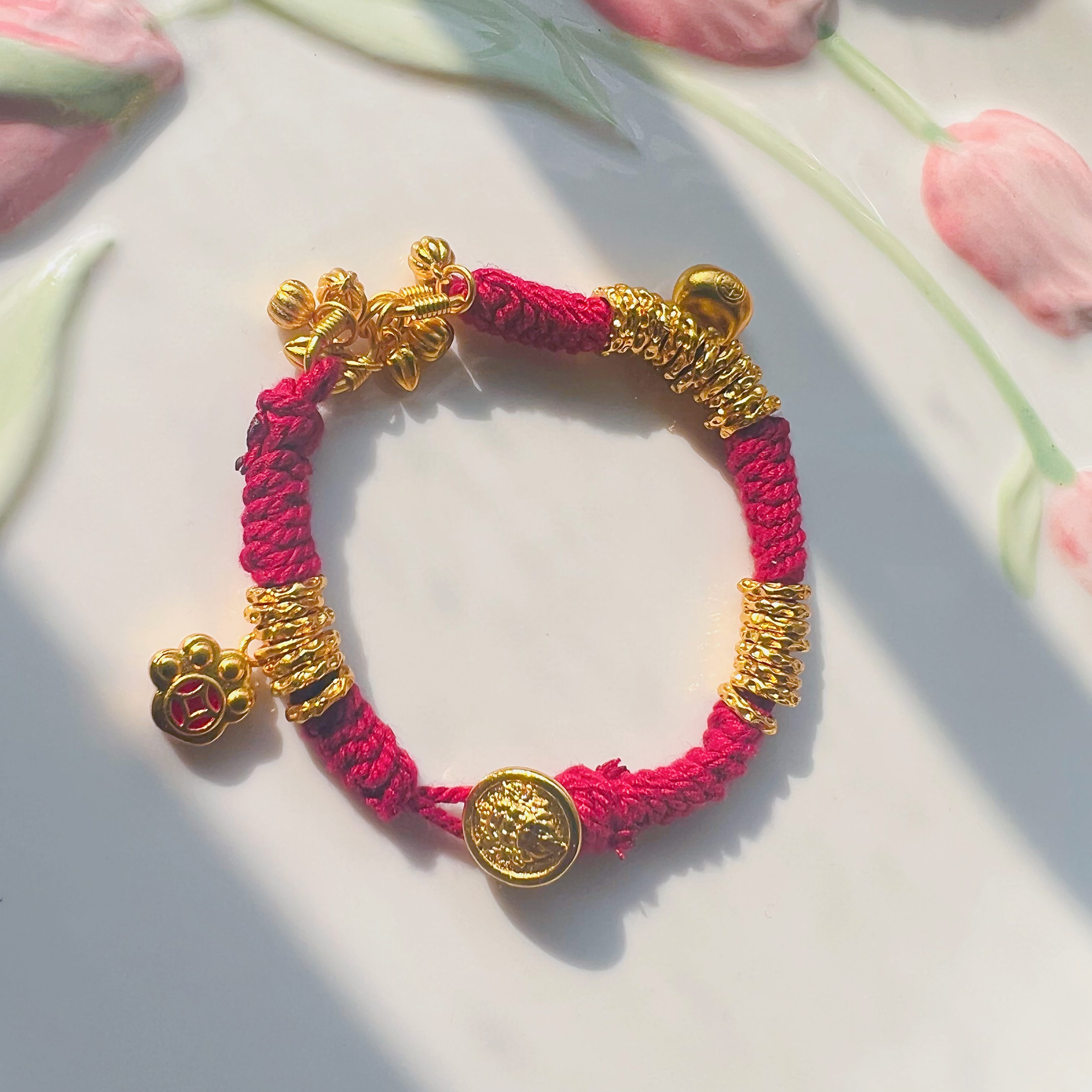 铜合金吊坠 硕果累累小胖福猫爪盘缠手链可定制可加配饰