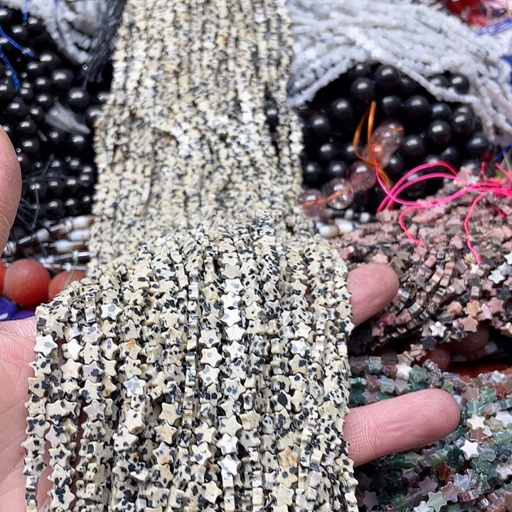 玛瑙/玉髓珠宝半成品未镶嵌一条6mm斑点石星星