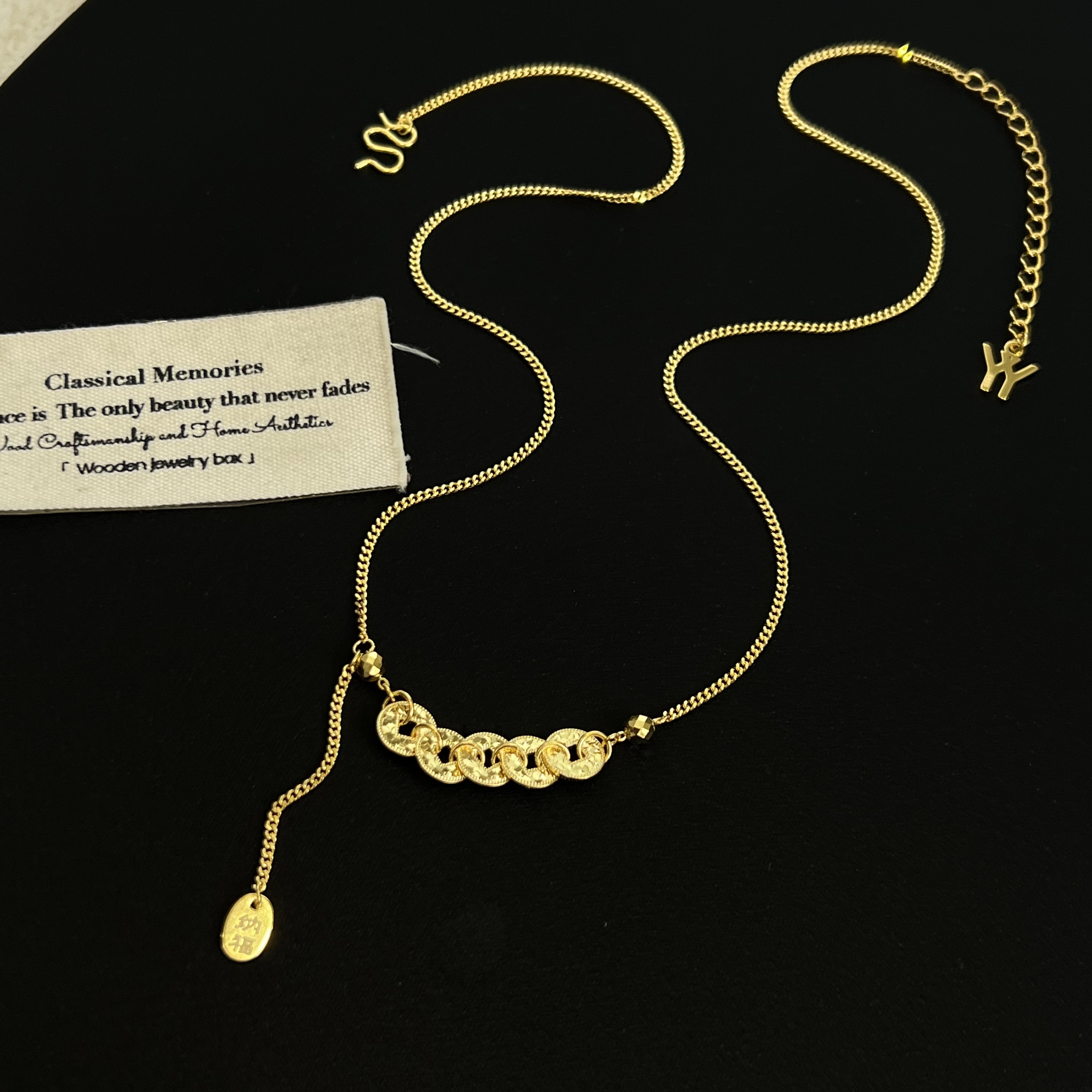 坠链均925银 【五帝钱纳福】项链458