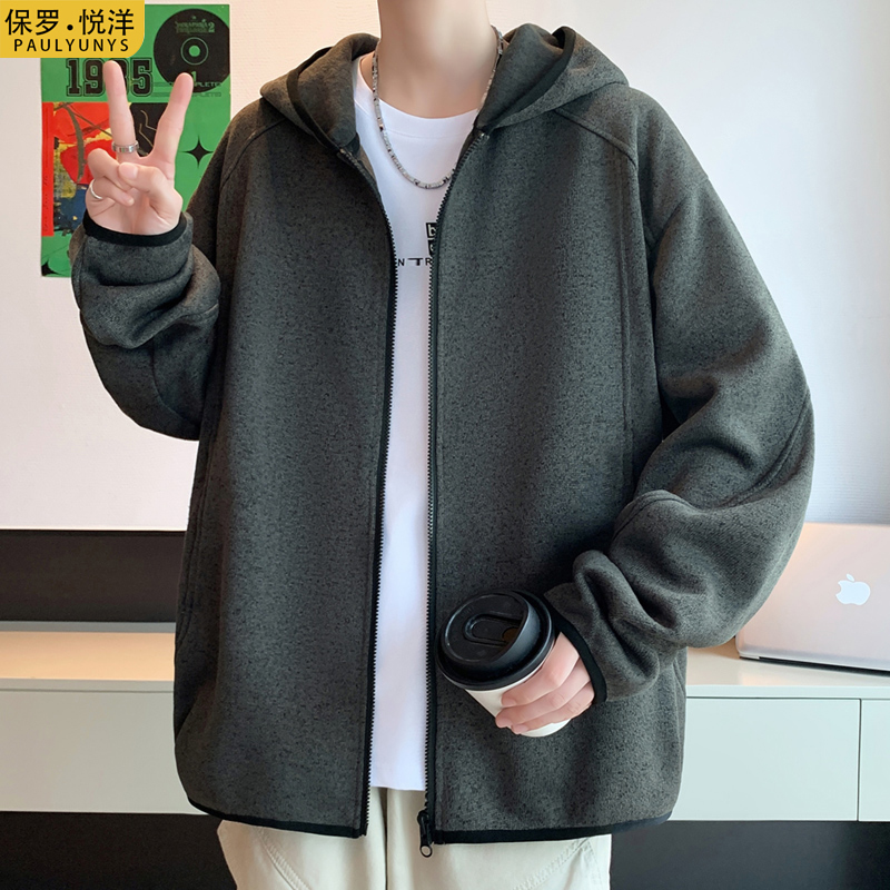 连帽卫衣男士2025春秋冬季新款休闲开衫潮牌帅气潮流宽松运动外套