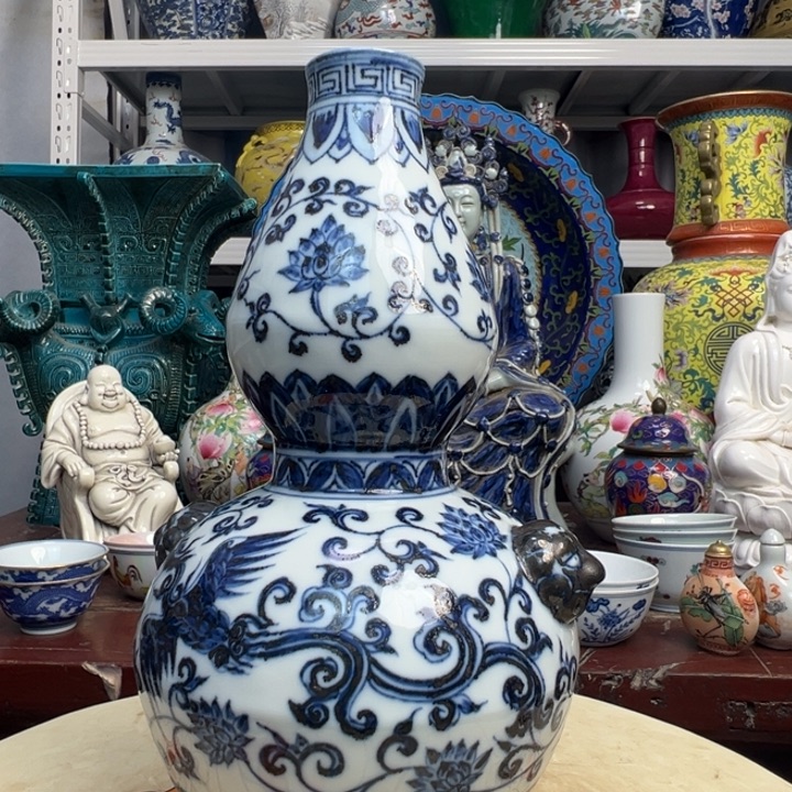 陶其他精美瓷器青花凤纹葫芦瓶