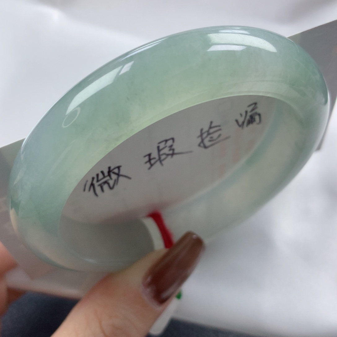 未镶嵌手镯翡翠糯冰甜绿晴水微瑕放漏正圈56