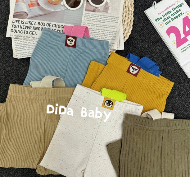 【撞色举重裤】25早春款宝宝撞色举重裤多巴胺配色九分长裤