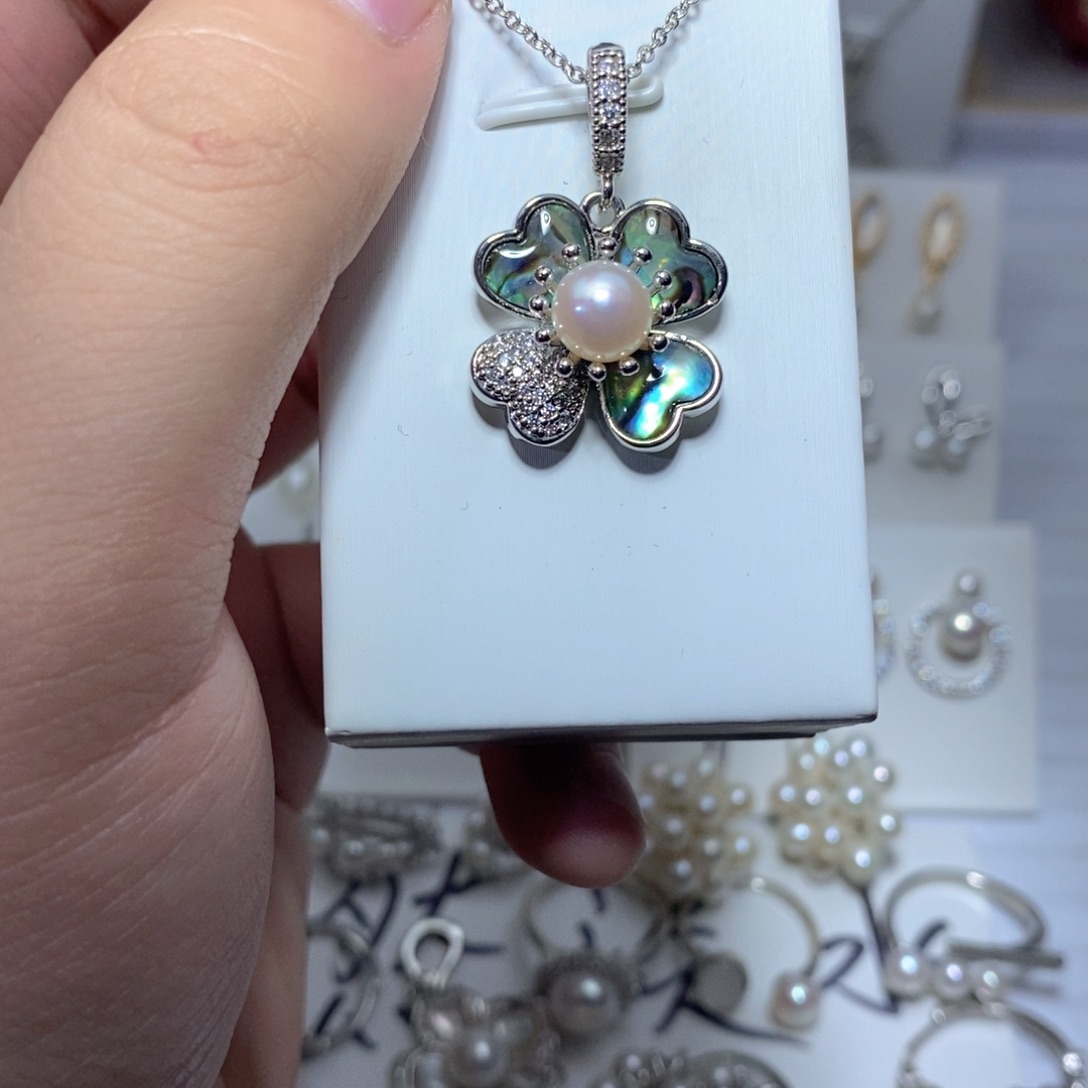 耳饰银S925镶嵌淡水珍珠