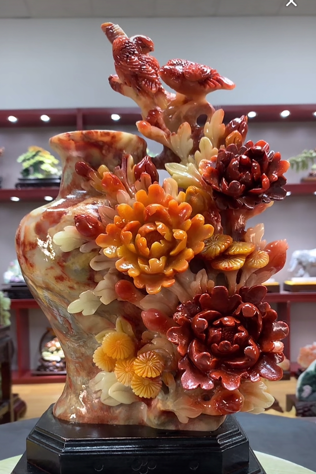 7071家居装饰摆件玉石雕刻电视柜玄关新中式创意书房山水花鸟白菜