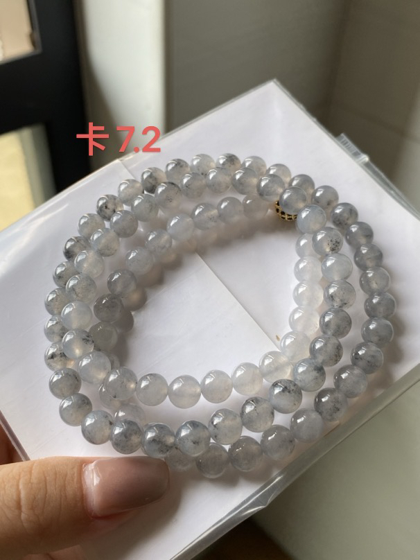 卡7.2 冰乌鸡起胶感 珠串项链 缅甸天然A货翡翠