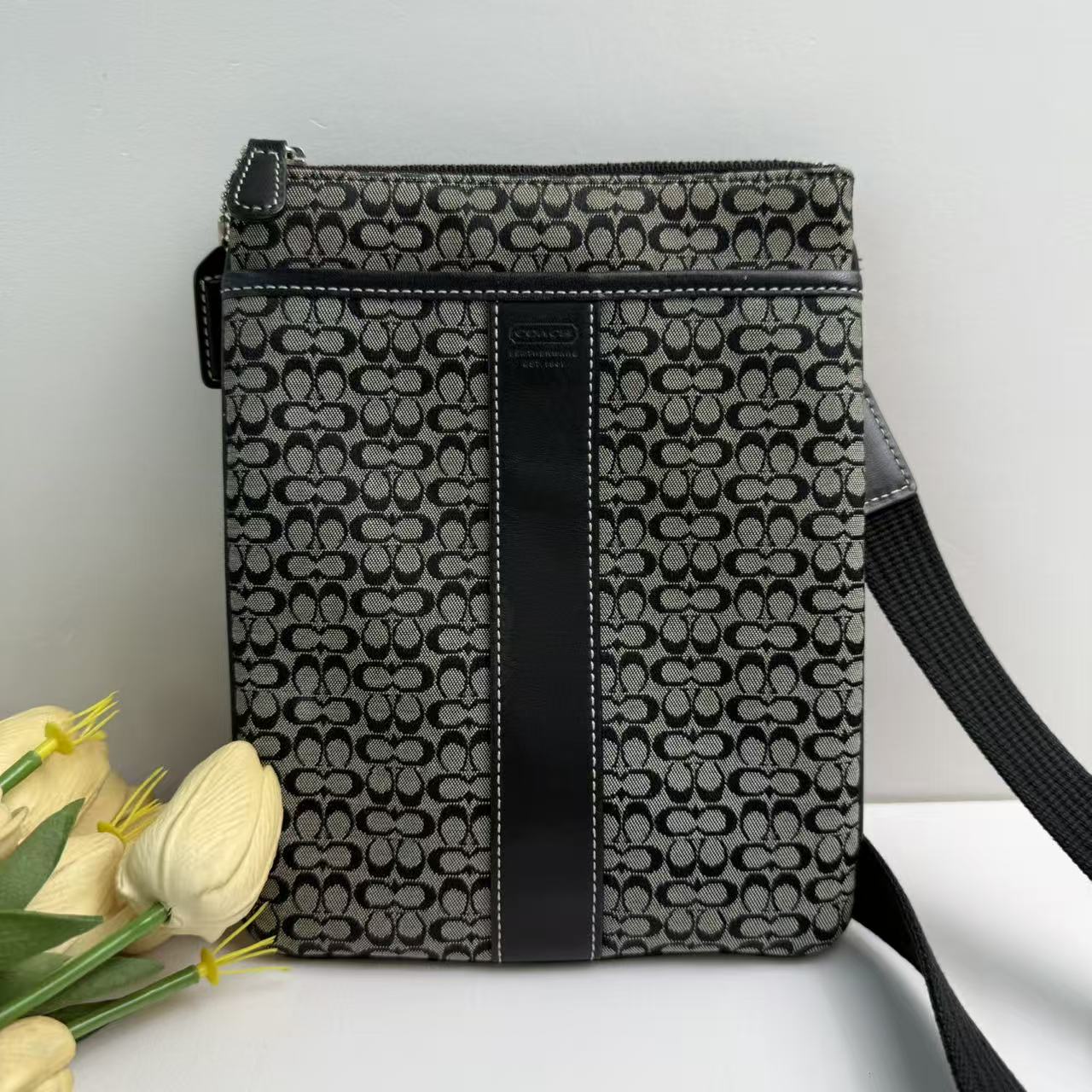 95新 COACH/蔻驰 蔻驰老花帆布百搭单肩包