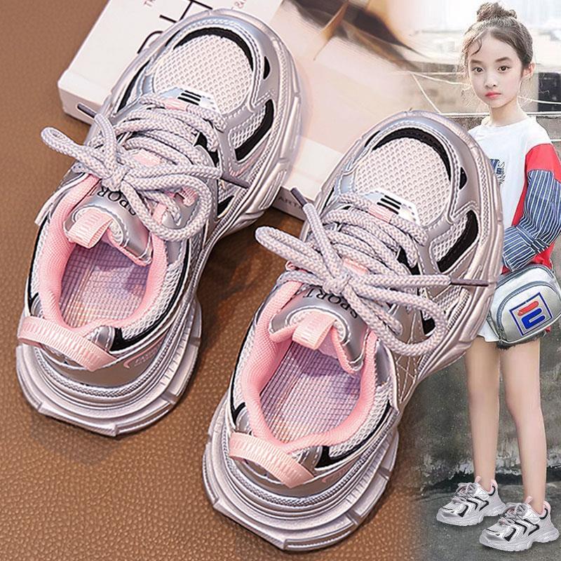 安踏劲道纱女童运动鞋2025新款秋季儿童鞋子跑步网面透气老爹鞋