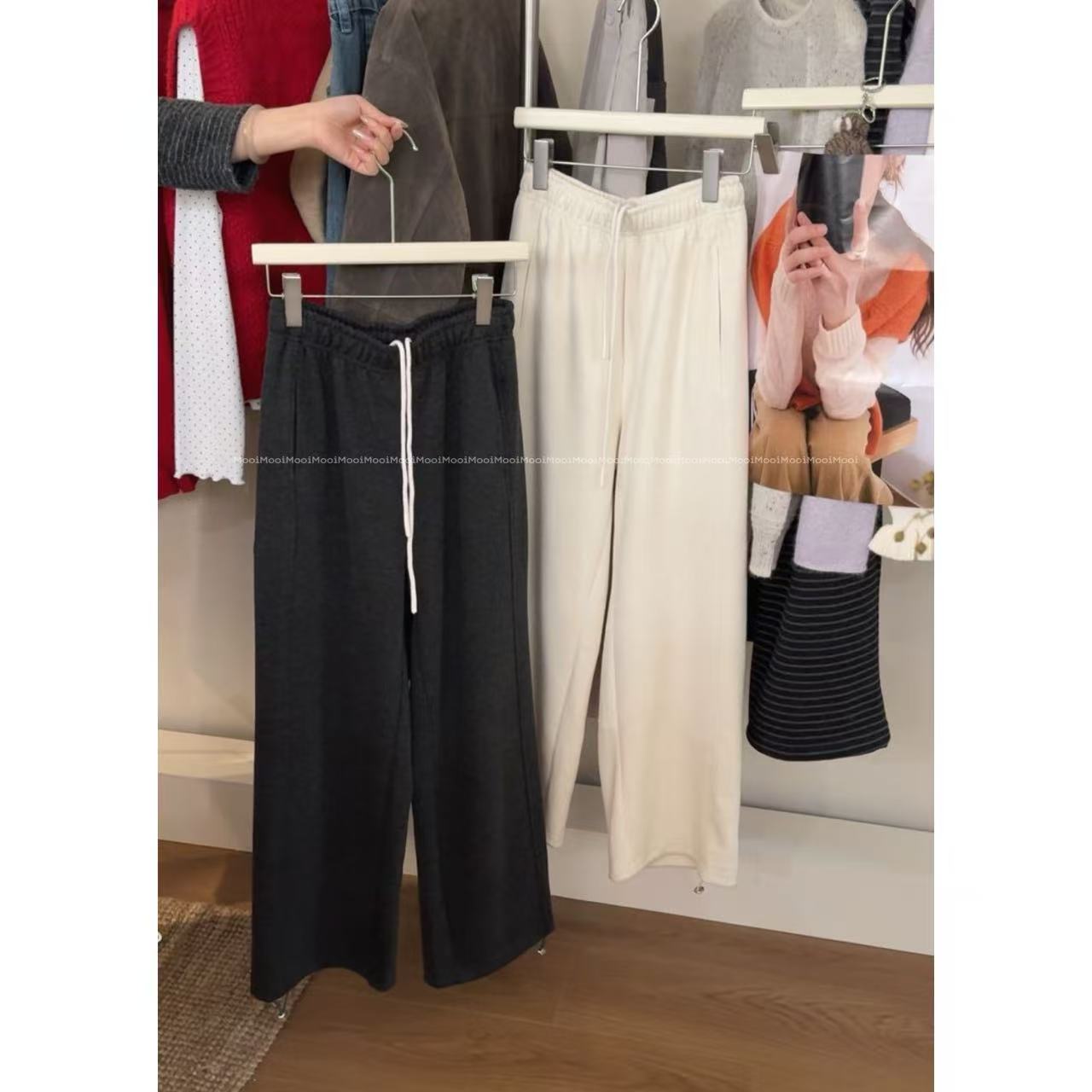 【mooi】'暮冬'秋冬新款韩版ins风小众设计感加厚休闲裤