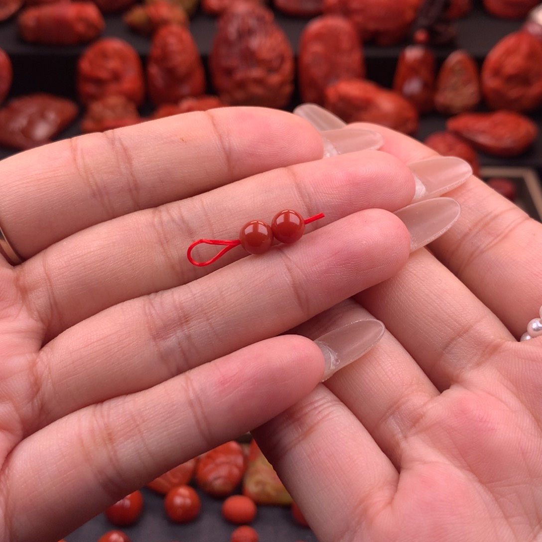 南红玛瑙南红川料原矿圆珠6mm未镶嵌