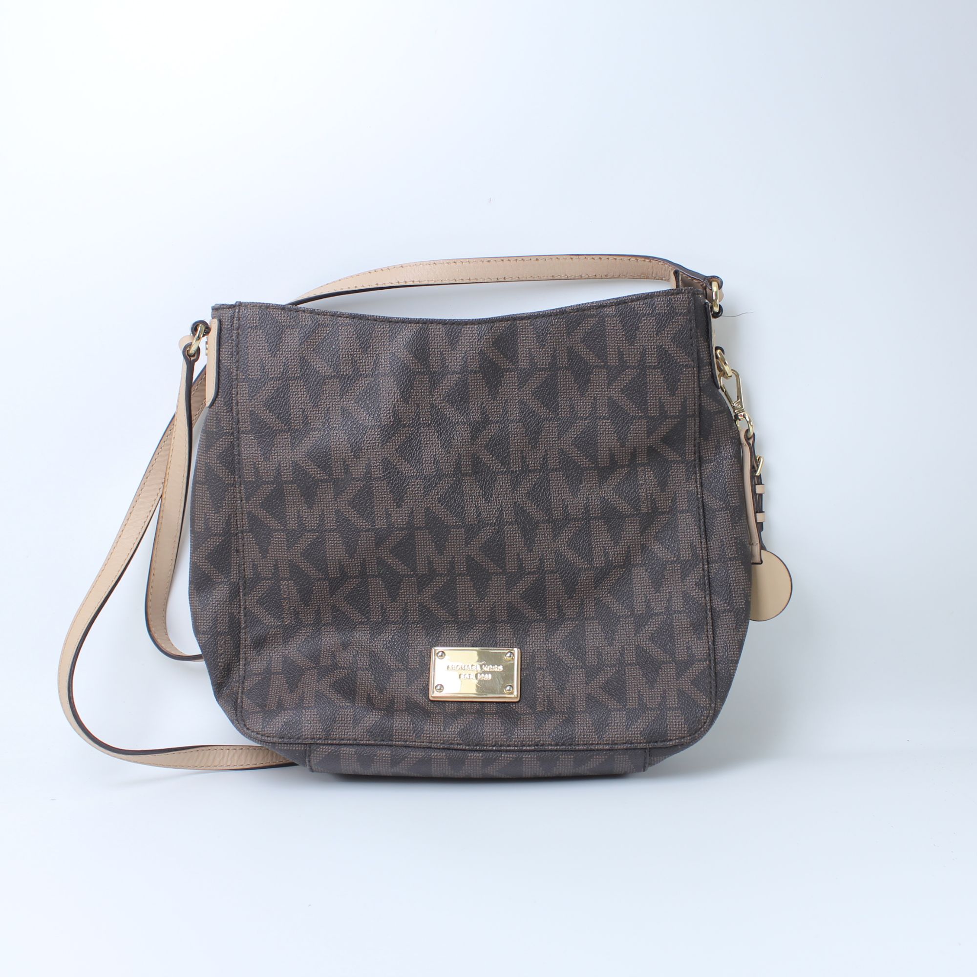 95新 MICHAELKORS/迈克高仕 棕色老花单肩斜挎包