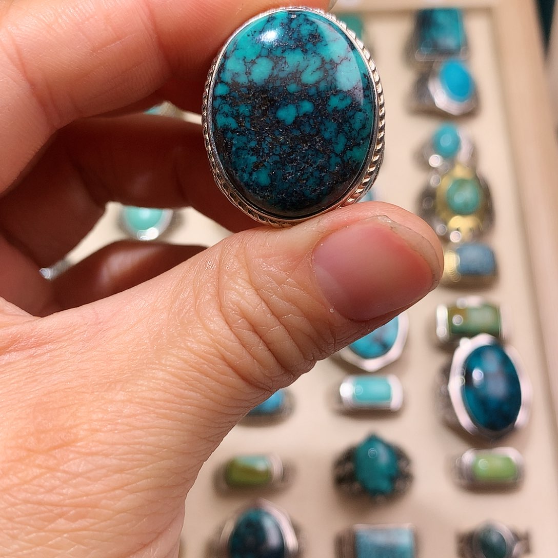 绿松石挂件银S925镶嵌