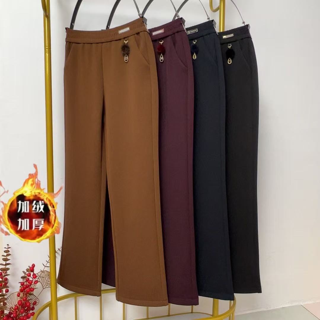秋上新加绒加厚直筒女棉裤040