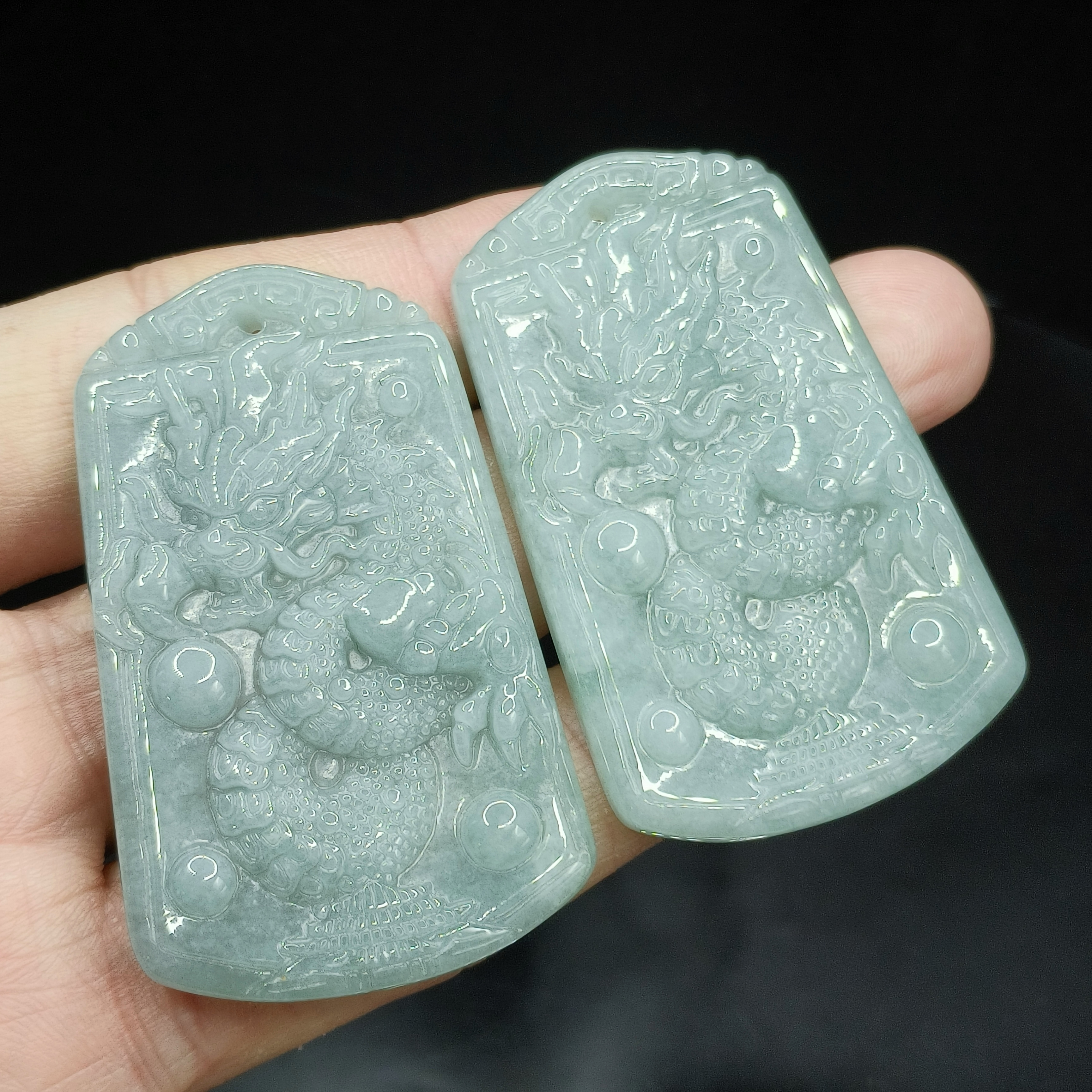 【老涂精选】翡翠龙牌吊坠赠绳TGX【多样性发其一】约50-30-5mm