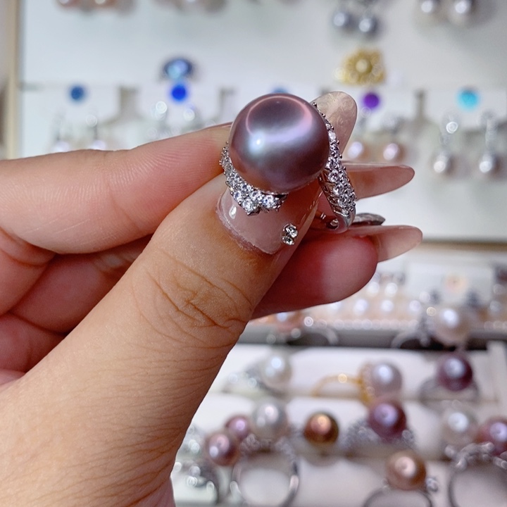 憨***X戒指银S925镶嵌淡水珍珠