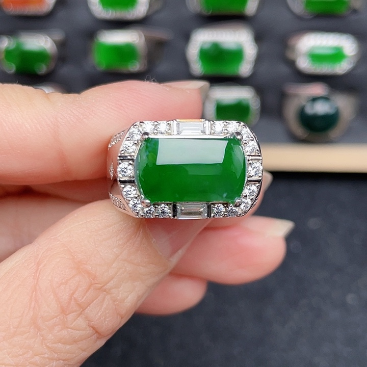 翡翠戒指银S925镶嵌包邮没运费险2571