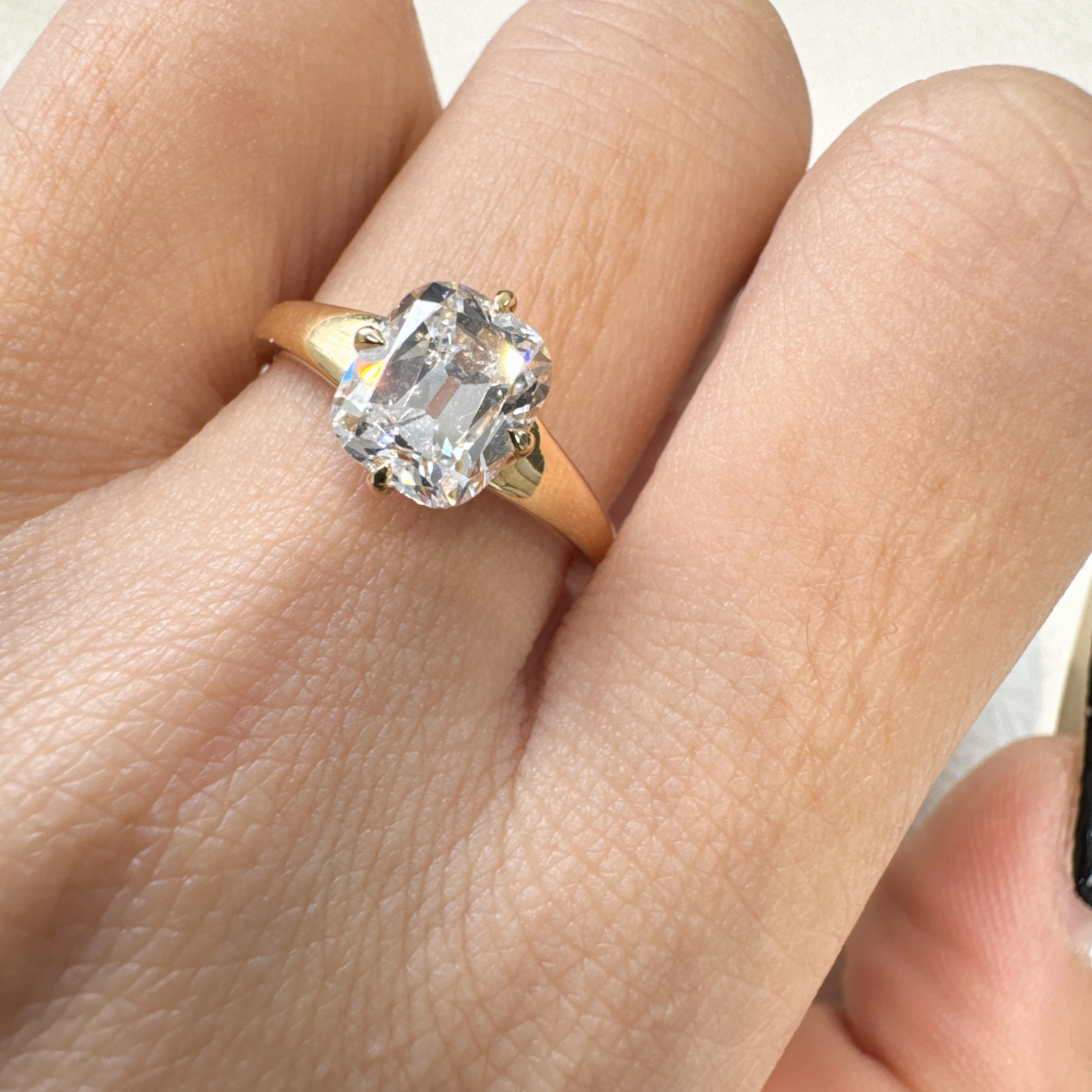 合成钻石【念慈高定】18k两克拉老矿切培育钻戒14#3.79g