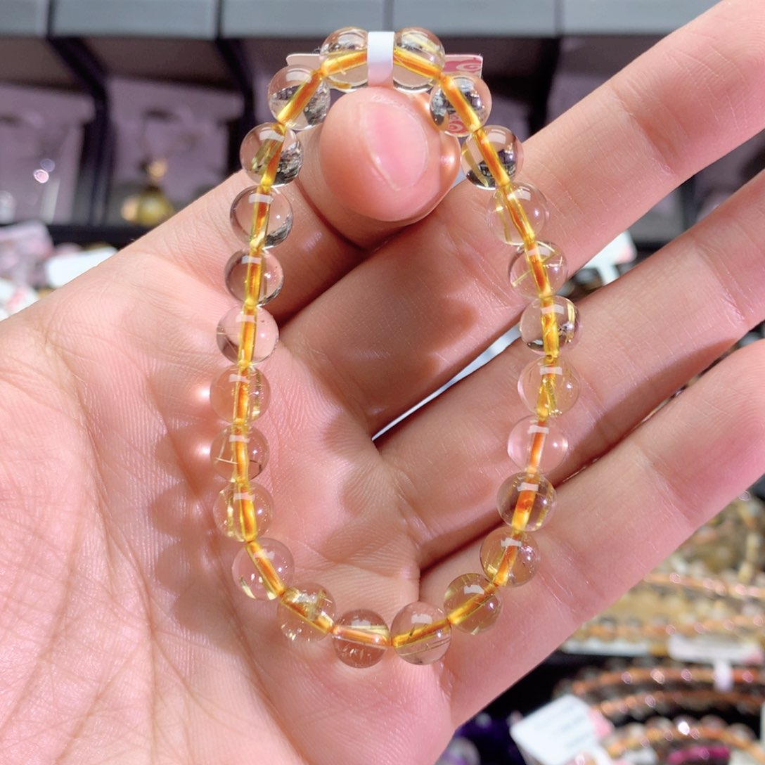 水晶手串未镶嵌京*发晶手链7+