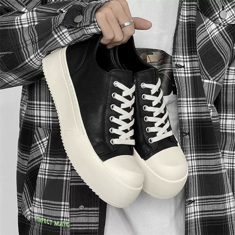 2025大头米奇翘头德比鞋新款厚底增高黑色休闲男女同款板鞋情侣鞋