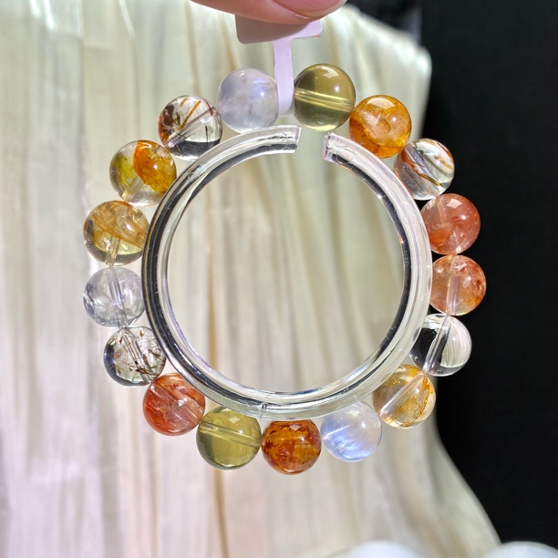 枫叶｜红胶花黄胶花手链水晶手串清新百搭原创设计能量手串礼物